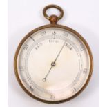 A brass pocket barometer, unsigned, diameter 48mm.