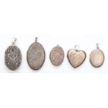 Five silver lockets, 47gm