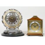 A 1950s Russian made mantel clock with manual wind movement, together with a later Harwood quartz