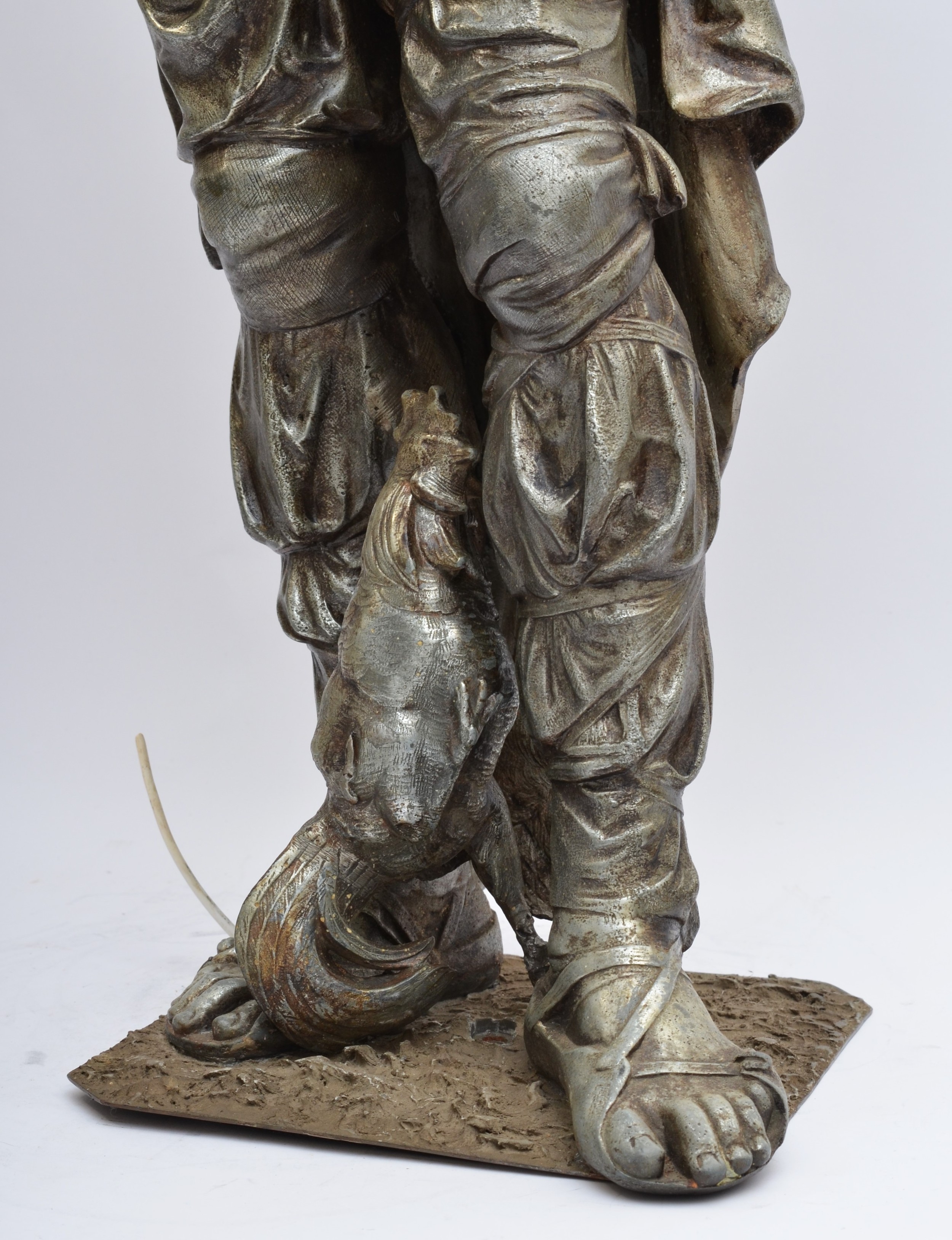 A late 19th/early 20th century French silvered metal figural lamp, in the form of a 16th century - Image 4 of 13