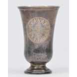 A Victorian silver communion cup, Birmingham 1860, engraved IHS, gilt interior, 7cm, 33gn