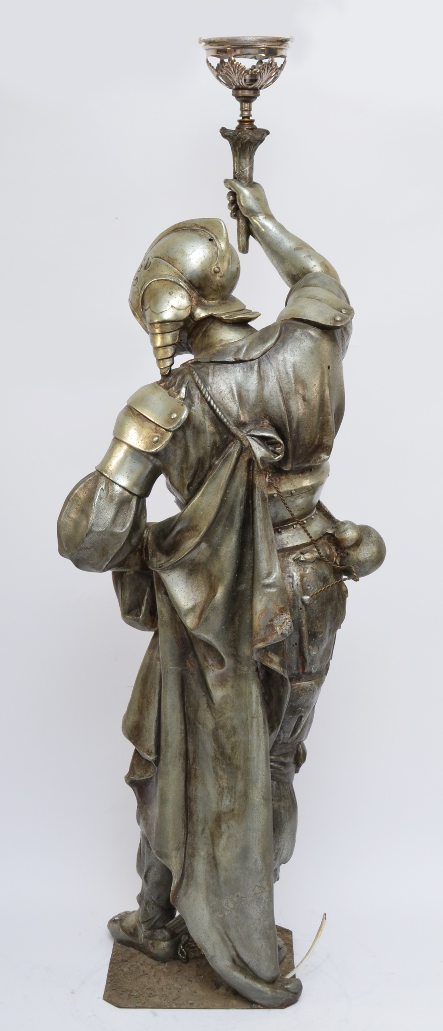 A late 19th/early 20th century French silvered metal figural lamp, in the form of a 16th century - Image 11 of 13