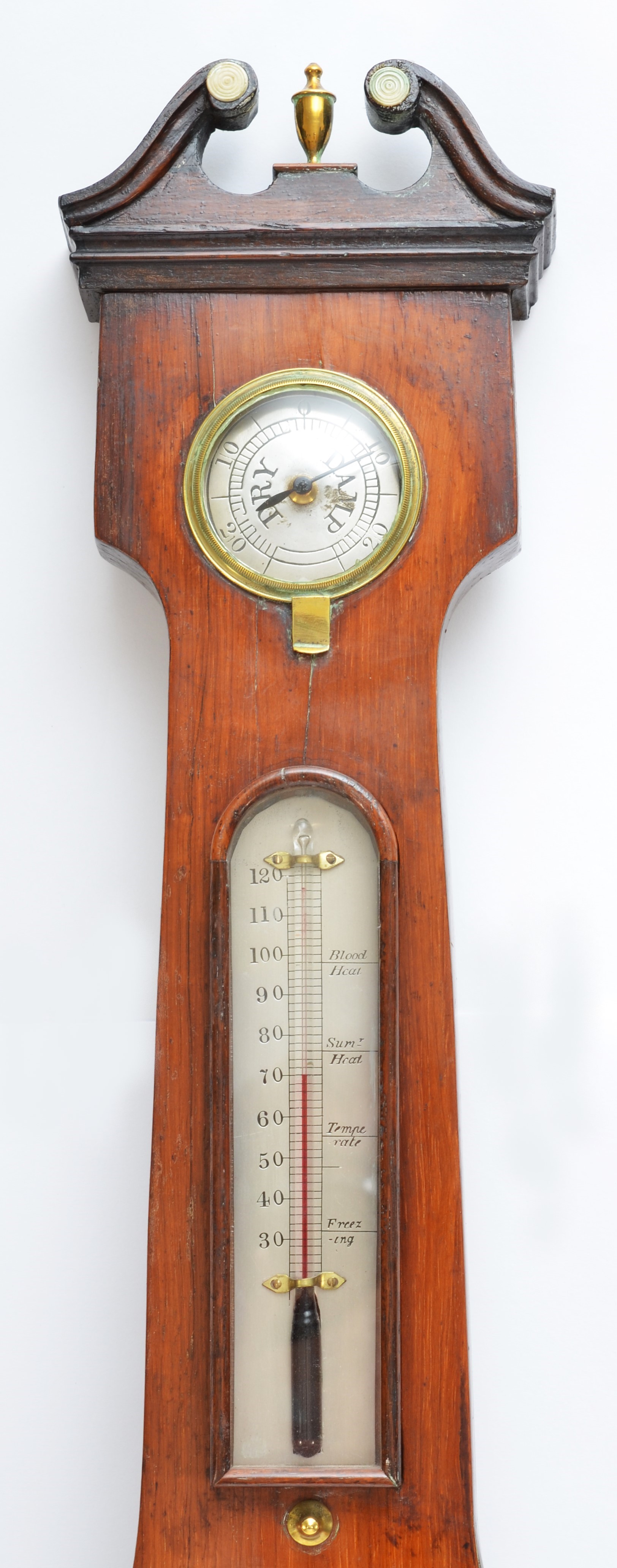 G. King, Lynn, a George III mahogany five glass wheel barometer, with 8" silvered dial, 97cm. - Image 3 of 4