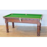 A late Victorian Mahogany and Slate-Bed Snooker/Billiard Table, with green felt baize playing