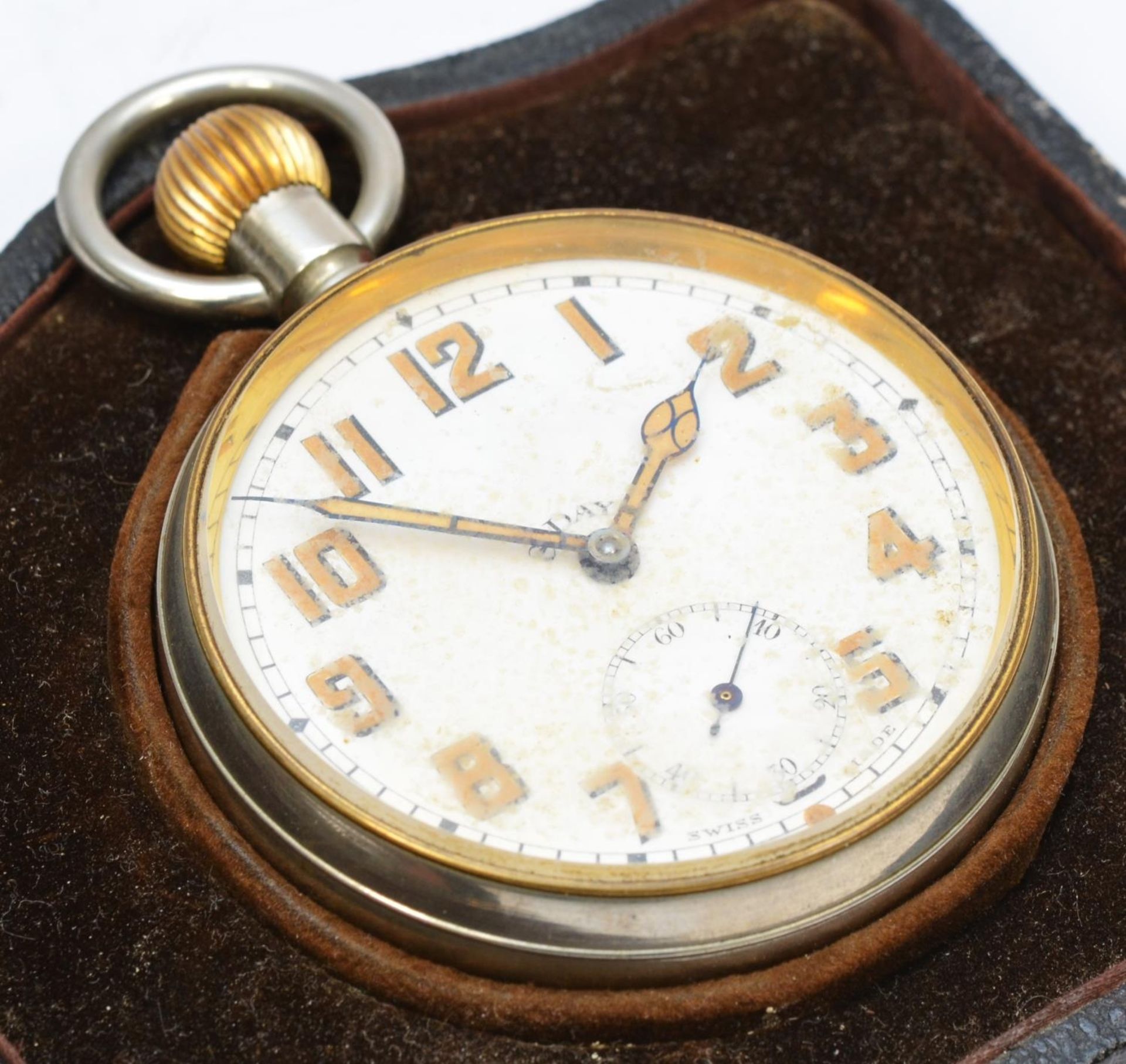 A silver and tortoiseshell Goliath watch case, Birmingham 1923, the watch with a Brevette 33236 - Image 3 of 5