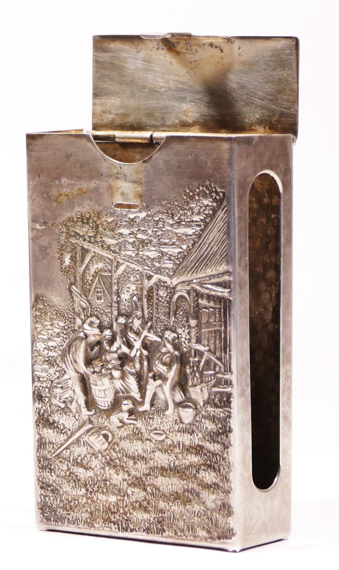 A Danish silver cigarette case/box, by Jørgen Th. Steffensen, Arhus, c.1920, the front with embossed - Image 4 of 6