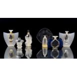 Lalique "Les Flacons Miniatures", perfume bottles, 1998, 1999, 2000 edition, cased with display card