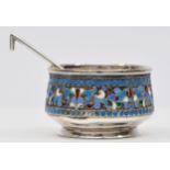 A Russian silver and cloisonne salt pot, bearing pre Revolution assay marks, together with a