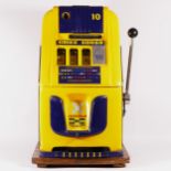 A Mills Hi-Top Criss Cross slot machine, one arm bandit, c.1940s, restored and working on a American