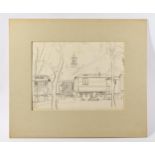 George Harrison of York (1882-1936), showmans caravans, pencil sketch, 19 x 26cm, Harrison studied