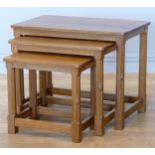 Workshop of Robert Mouseman Thompson (Kilburn): An English Oak Nest of Three Tables, circa 1960s,