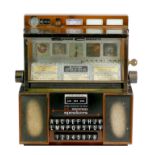 A Seeburg Consolette wall mounted jukebox, model SCH 3-4, with stereo speakers, three volume keys