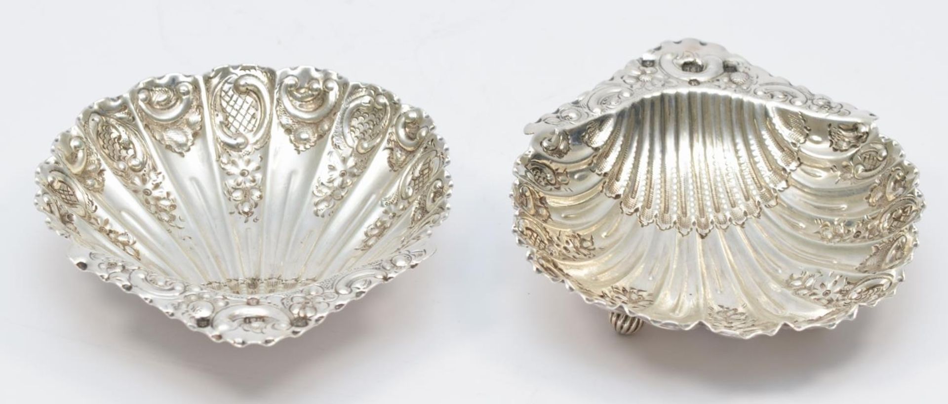 A Victorian Scottish silver pair of shell dishes, by Hamilton & Inches, Edinburgh, 1891, with