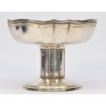 An Austrian 800 standard Secessionist pedestal bowl, bearing control marks, with pierced border