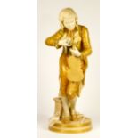 Royal Worcester, figure of a violinist by Thomas Brock, c. 1890, the musican standing on a