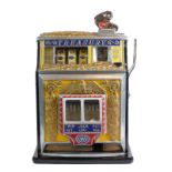 A Watling Treasury twin jackpot slot machine, one arm bandit, c.1935, cast metal cabinet (stamped