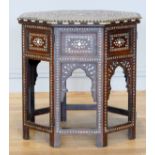 A late 19th century inlaid hardwood Anglo Indian octagonal side table, the top with central panel