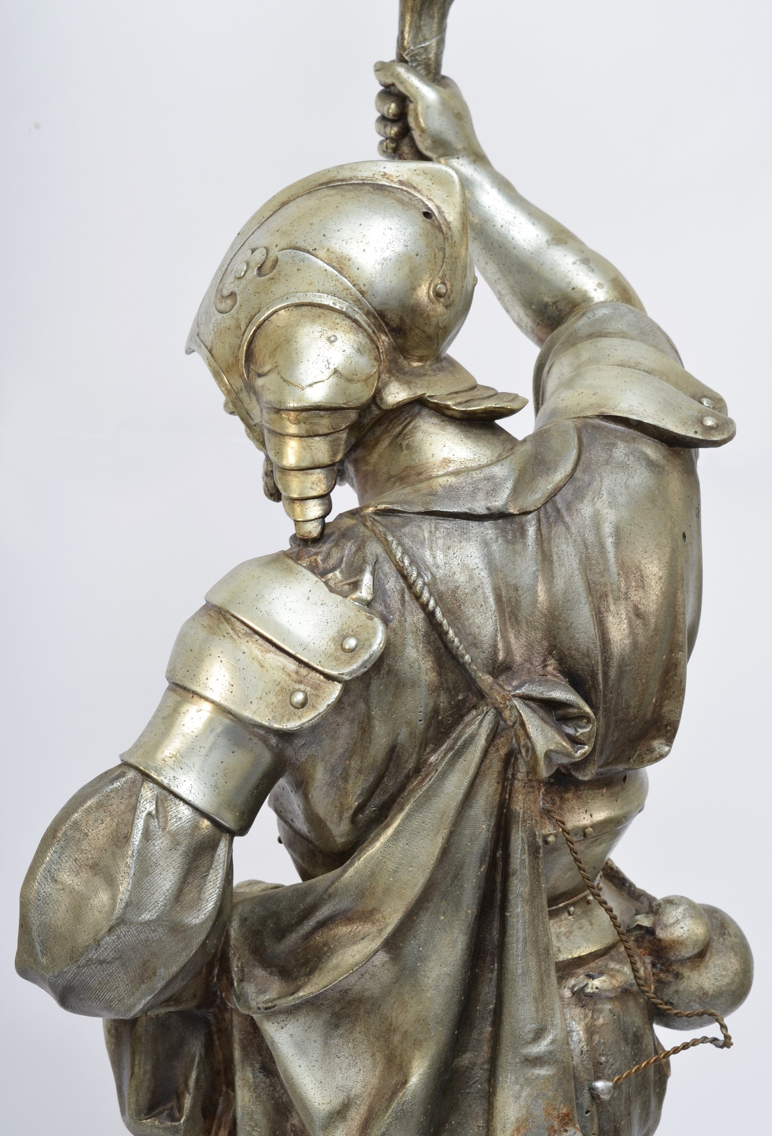 A late 19th/early 20th century French silvered metal figural lamp, in the form of a 16th century - Image 13 of 13