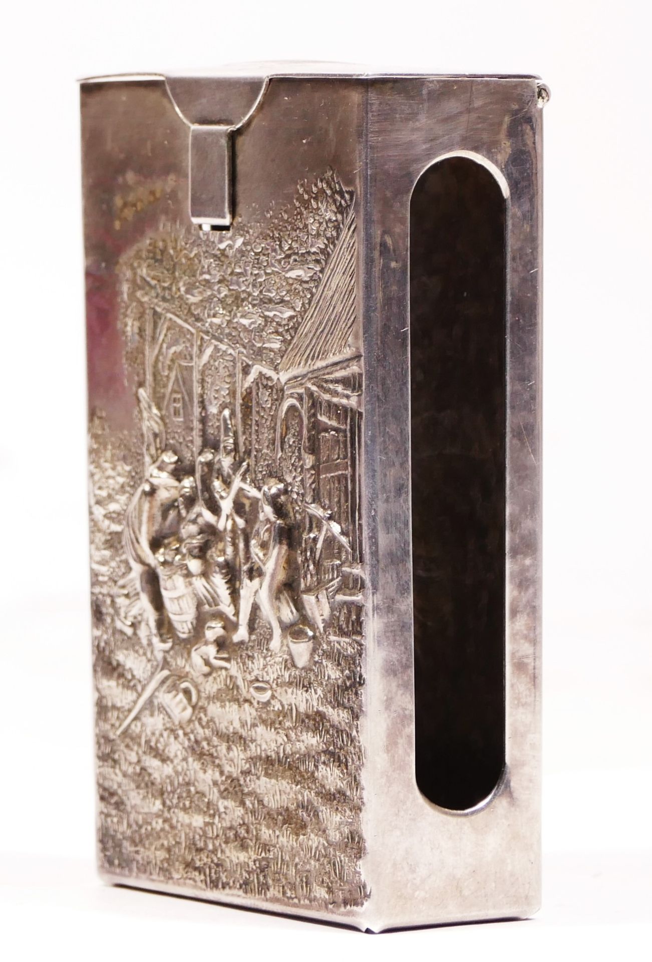 A Danish silver cigarette case/box, by Jørgen Th. Steffensen, Arhus, c.1920, the front with embossed - Image 3 of 6