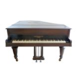 John Broadwood & Sons, London - mahogany baby grand piano, c1900, straight strung with a bolted iron