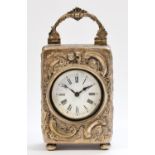 A Victorian silver boudoir clock, by Mappin & Webb, London 11899, white enamel dial with Roman