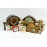 A collection of mid 20th century and later mantel clocks, carriage clocks, alarm clocks and