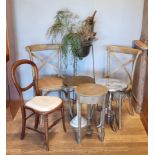 A pair of dining table chairs and other occasional furniture