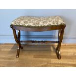 A Louis XVI style piano stool, with upholstered curved seat. W50, H42cm