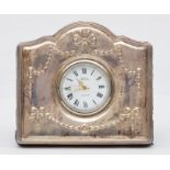 A silver and quartz desk easel clock, Sheffield 2002, 8 x 7.5cm