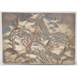 A Victorian silver match box cover, Chester 1900, with embossed winged cherubs, 7.5 x 5.5 x 3cm,