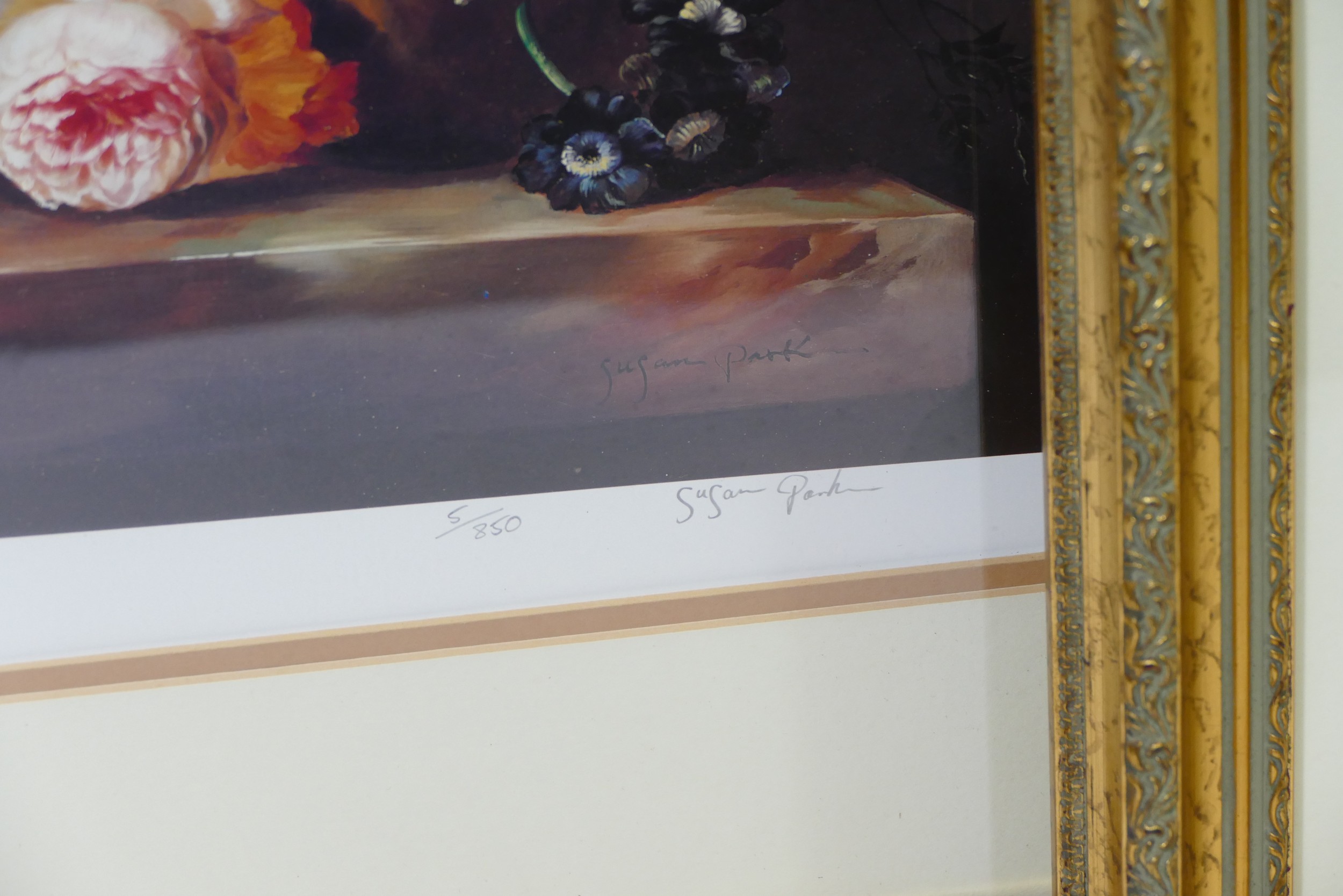 Two limited edition prints, both 5/850, pencil signed by artist Susan Park, in glazed gilt frames, - Image 4 of 5