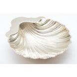 A Victorian silver shell shape dish, London, date letter worn, 14 x 13cm, 82gm