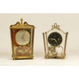 A Schatz German 400 day lantern clock, brass cased with bevel edge glass panel, 19cm tall,