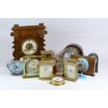 A collection of mid 20th century and later mantel clocks, carriage clocks, alarm clocks and