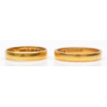 Two 22ct gold wedding bands, 6.3gm