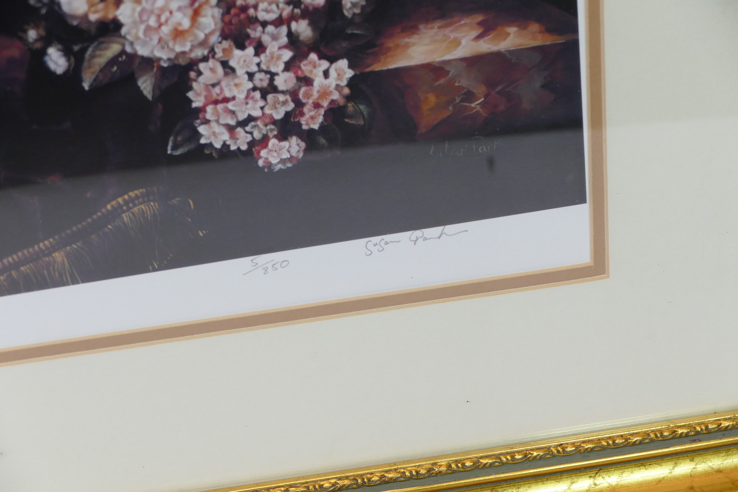 Two limited edition prints, both 5/850, pencil signed by artist Susan Park, in glazed gilt frames, - Image 3 of 5