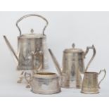 A Victorian four piece presentation electroplated coffee service, c.1880, comprising kettle on stand