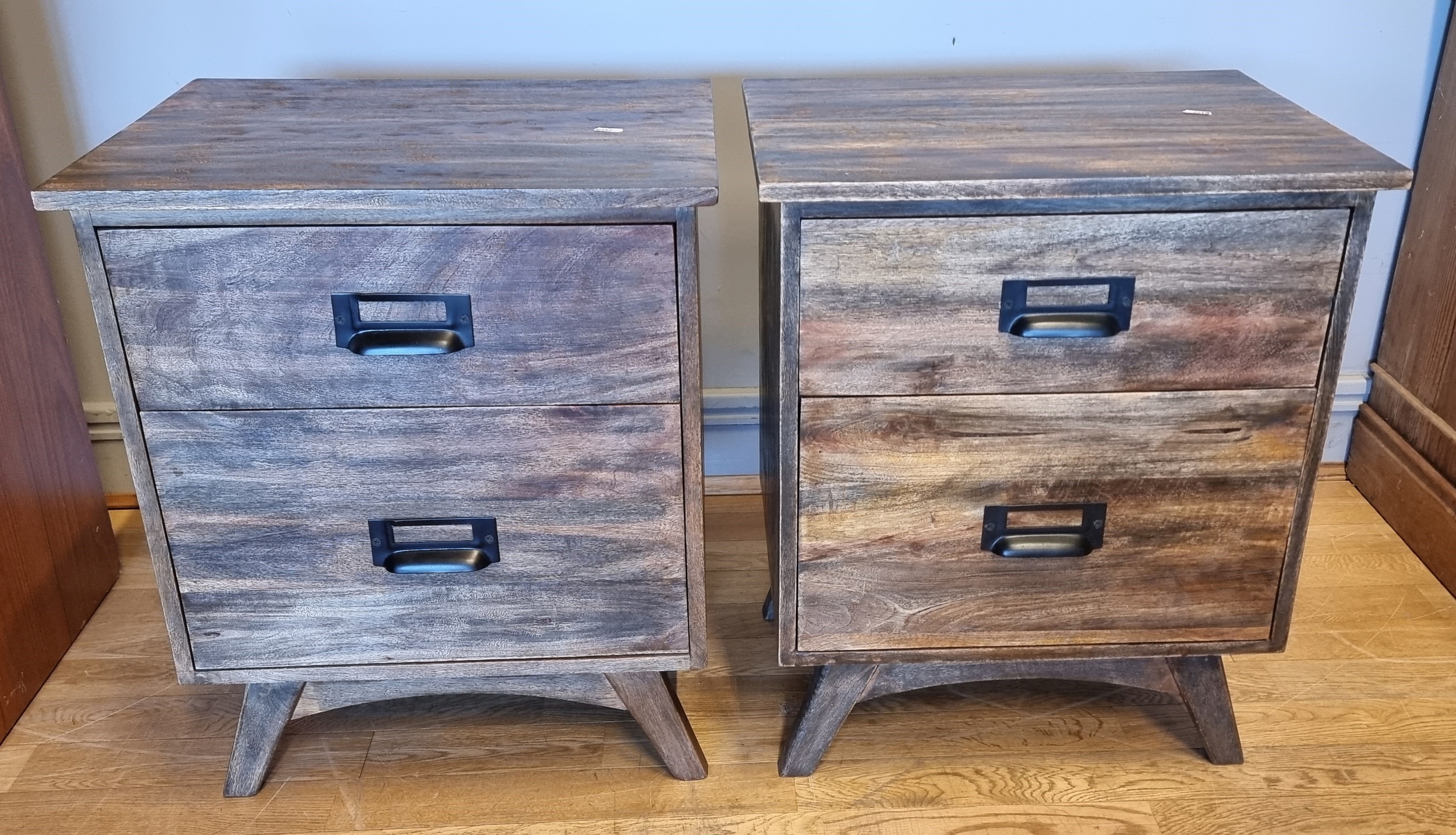 A pair of Indian hardwood bedside cabinets, 51 x 62 x 40cm