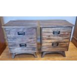 A pair of Indian hardwood bedside cabinets, 51 x 62 x 40cm