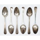 A George IV silver set of six tea spoons, London 1823, 71gm