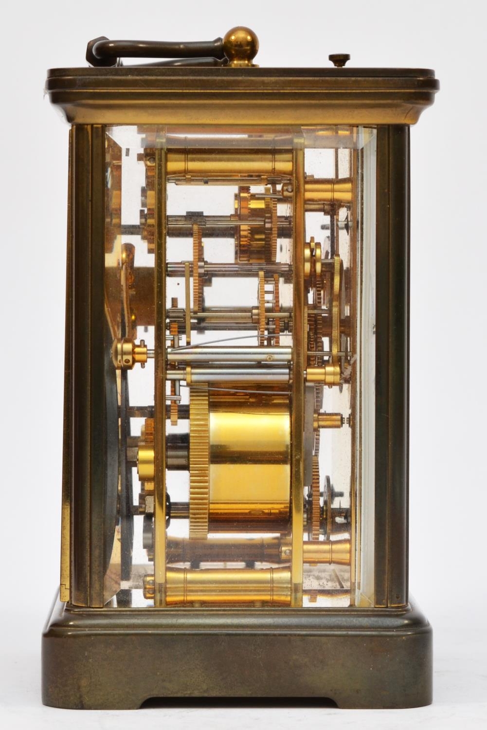 Matthew Norman 1751, London, a Grand Corniche brass alarm/striking/repeating carriage clock, model - Image 5 of 6