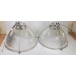 A pair of industrial holophane ceiling lights, circa 1970s, fittings stamped Malleably BS EN 61386/1