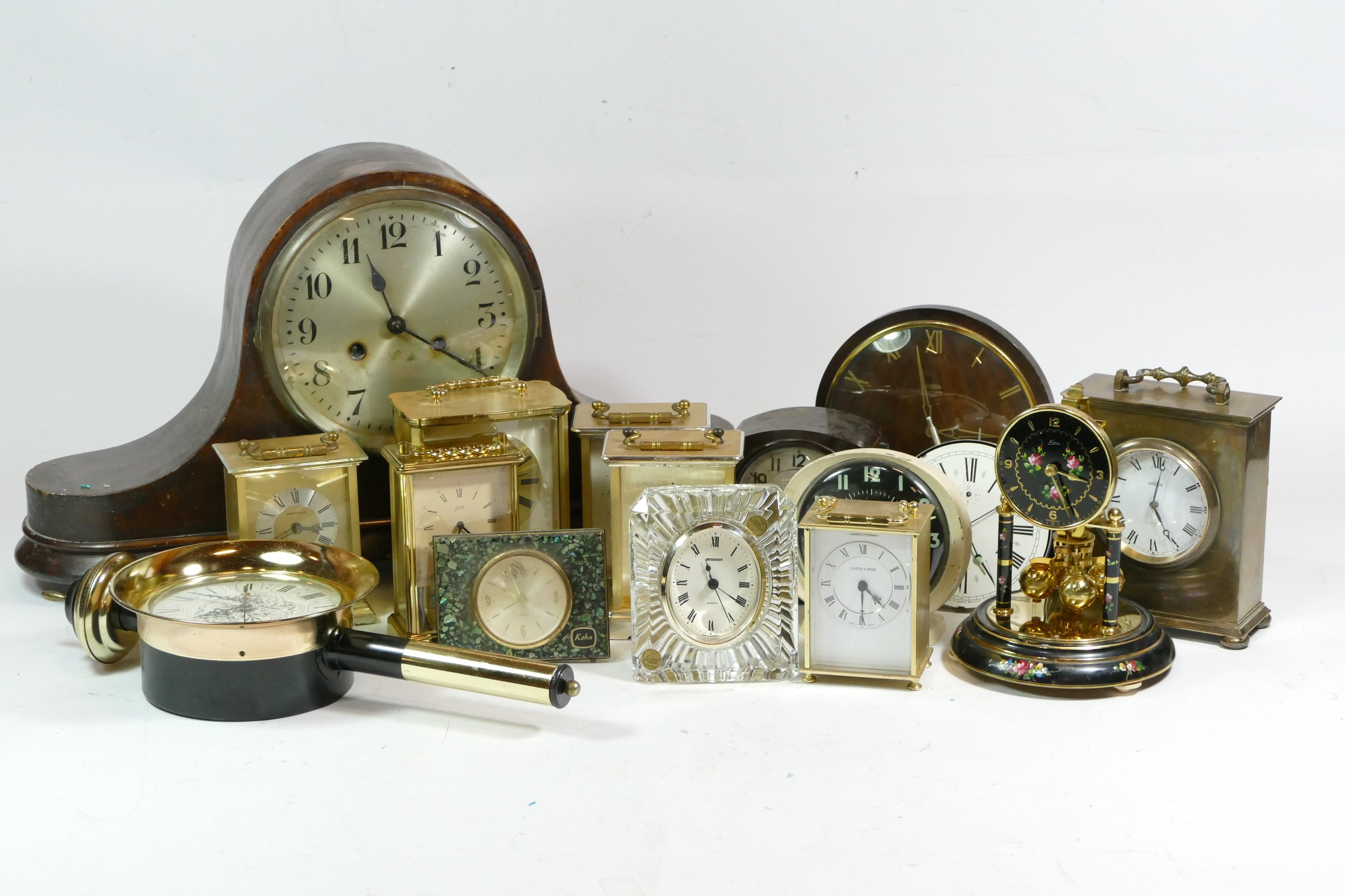 A collection of mid 20th century and later mantel clocks, carriage clocks and barometers, having - Image 3 of 4