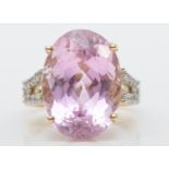 A Gems TV 9ct gold morganite and white stone dress ring, 18 x 14mm, N 1/2, 7.3gm.