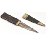 A Scottish silver sgian-dubh, by Robert Allison, Glasgow 1948, carved hardwood handle, lacking