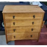 A lightwood chest of drawers, four graduated drawers with cast brass handles, 92 x 94 x 46cm