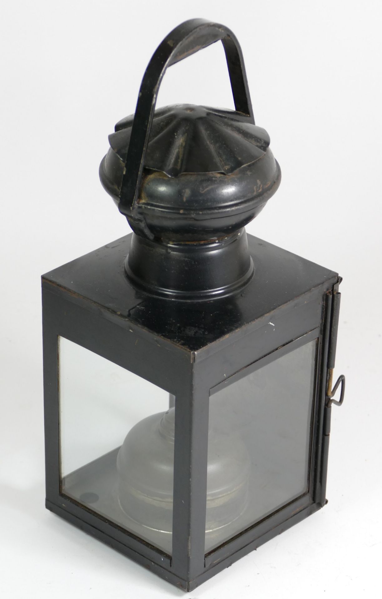 A hand lantern marked 'BR(E)', complete with all glasses and burner.