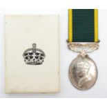 George VI Territorial Medal awarded to 6143717 R.T. Woods, Royal West Kent Regiment, box.
