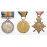 WWI medals, trio, 1914-15 Star, War and Victory, awarded to J.11891, W. Summers A.B.R.N.