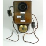 An Ericsson oak cased signal box telephone, complete with original internal wiring.